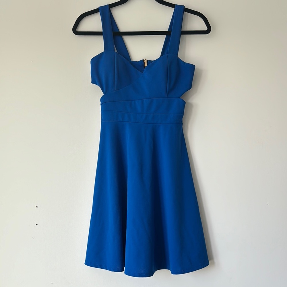 Blue Cutout A-Line Mini Dress